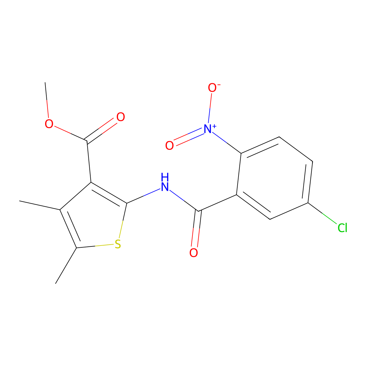 Methyl 2-({5-chloro-2-nitrobenzoyl}amino)-4,5-dimethyl-3-thiophenecarboxylate molecular structure, CAS 540800-04-2