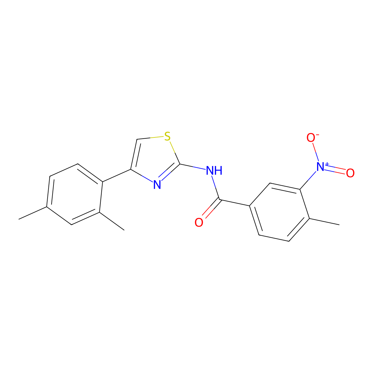 N-[4-(2,4-dimethylphenyl)-1,3-thiazol-2-yl]-4-methyl-3-nitrobenzamide molecular structure, CAS 540800-12-2