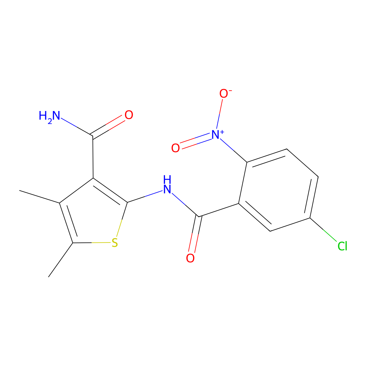 2-(5-Chloro-2-nitrobenzamido)-4,5-dimethylthiophene-3-carboxamide molecular structure, CAS 540800-63-3