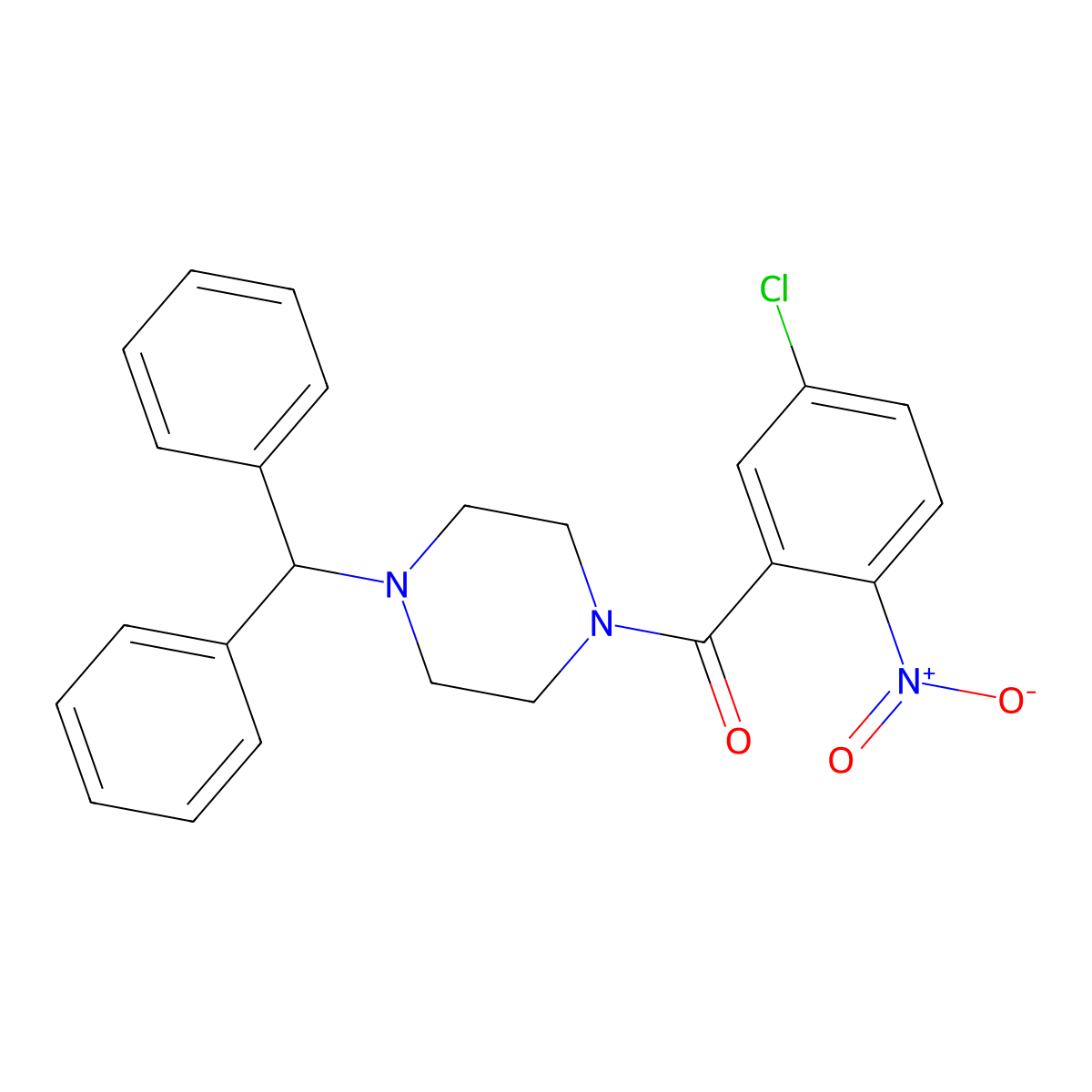 (4-Benzhydrylpiperazin-1-yl)-(5-chloro-2-nitrophenyl)methanone molecular structure, CAS 540801-03-4