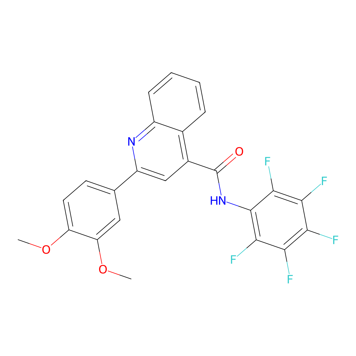 2-(3,4-dimethoxyphenyl)-N-(2,3,4,5,6-pentafluorophenyl)quinoline-4-carboxamide molecular structure, CAS 540801-97-6