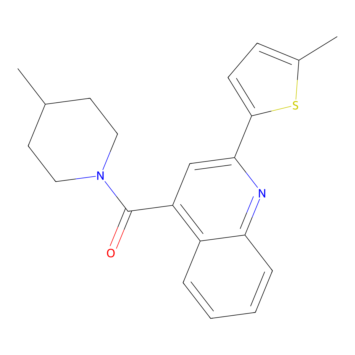 (4-Methylpiperidin-1-yl)-[2-(5-methylthiophen-2-yl)quinolin-4-yl]methanone molecular structure, CAS 540802-15-1