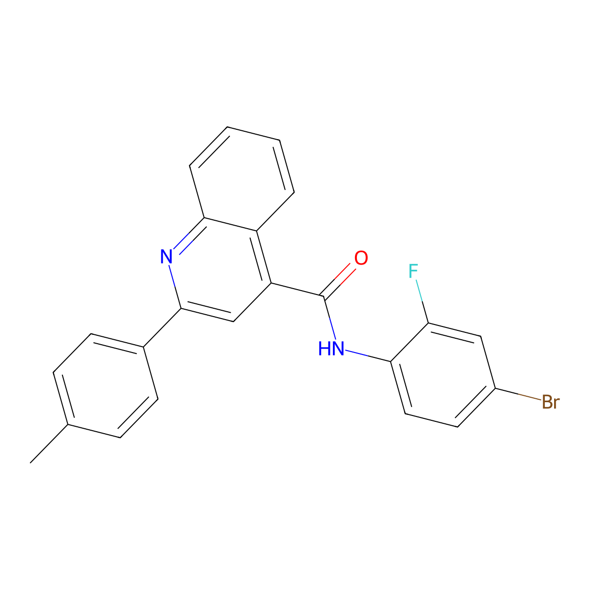 N-(4-bromo-2-fluorophenyl)-2-(4-methylphenyl)quinoline-4-carboxamide molecular structure, CAS 540803-29-0