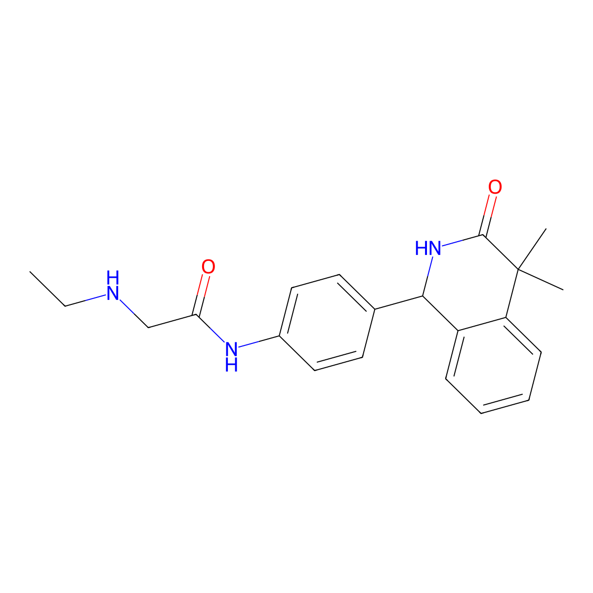 Acetamide, 2-(ethylamino)-N-(4-(1,2,3,4-tetrahydro-4,4-dimethyl-3-oxo-1-isoquinolinyl)phenyl)- molecular structure, CAS 54087-43-3