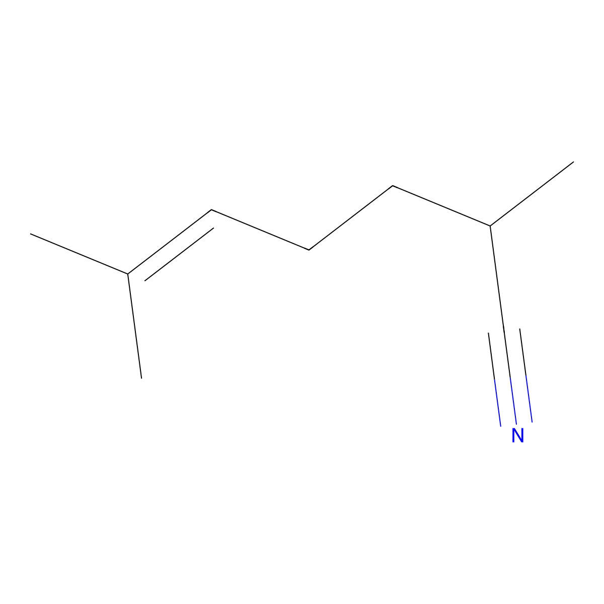 2,6-Dimethyl-5-heptenenitrile molecular structure, CAS 54088-65-2