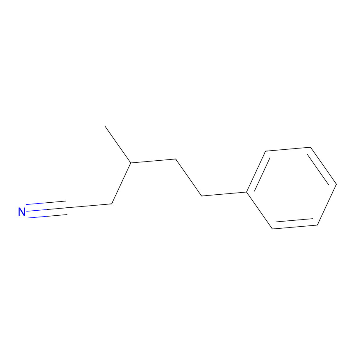 3-Methyl-5-phenylpentanenitrile molecular structure, CAS 54089-83-7