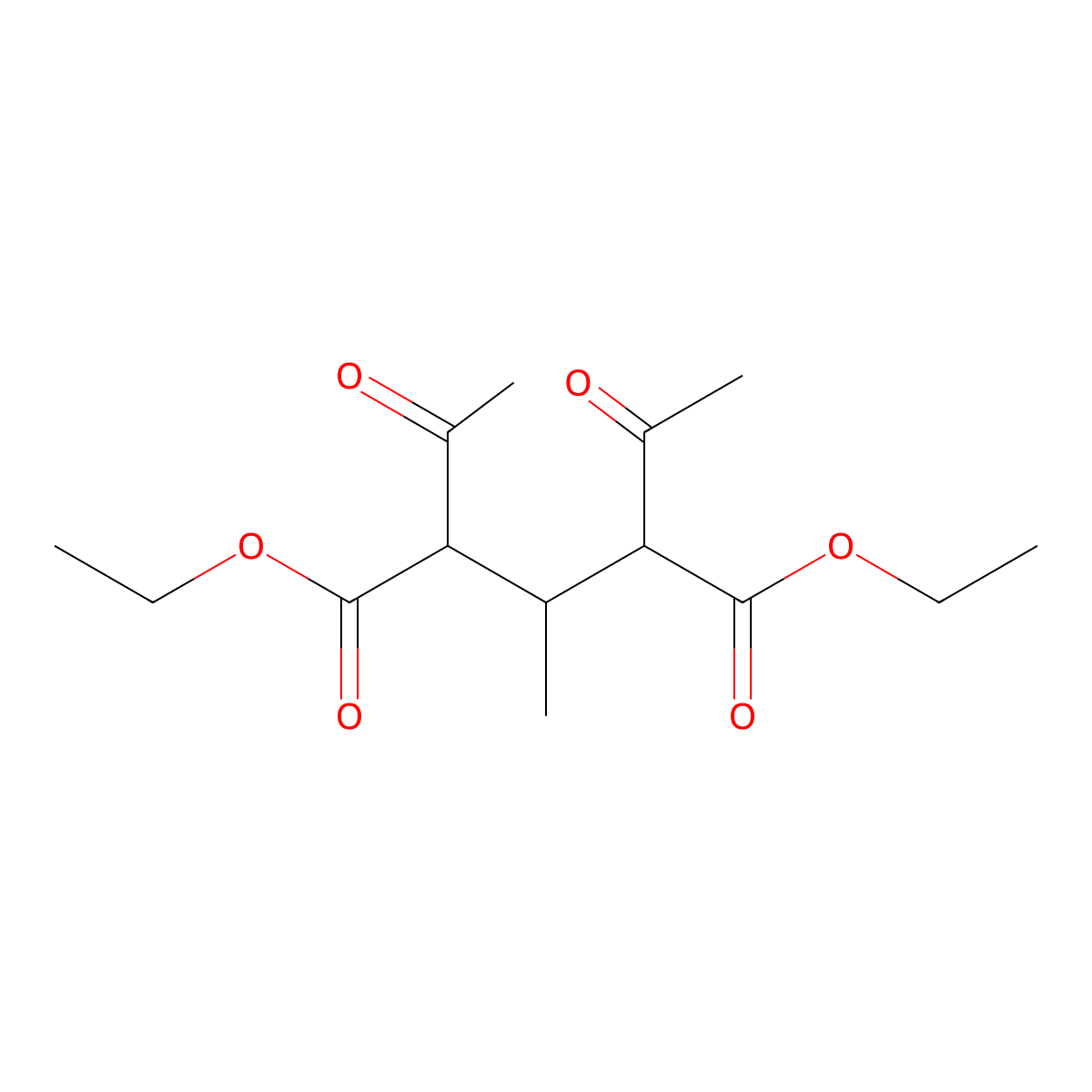 Diethyl 2,4-diacetyl-3-methylpentanedioate molecular structure, CAS 5409-57-4