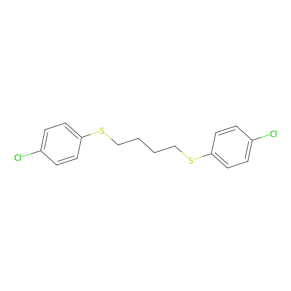 1-Chloro-4-({4-[(4-chlorophenyl)sulfanyl]butyl}sulfanyl)benzene molecular structure, CAS 5409-96-1