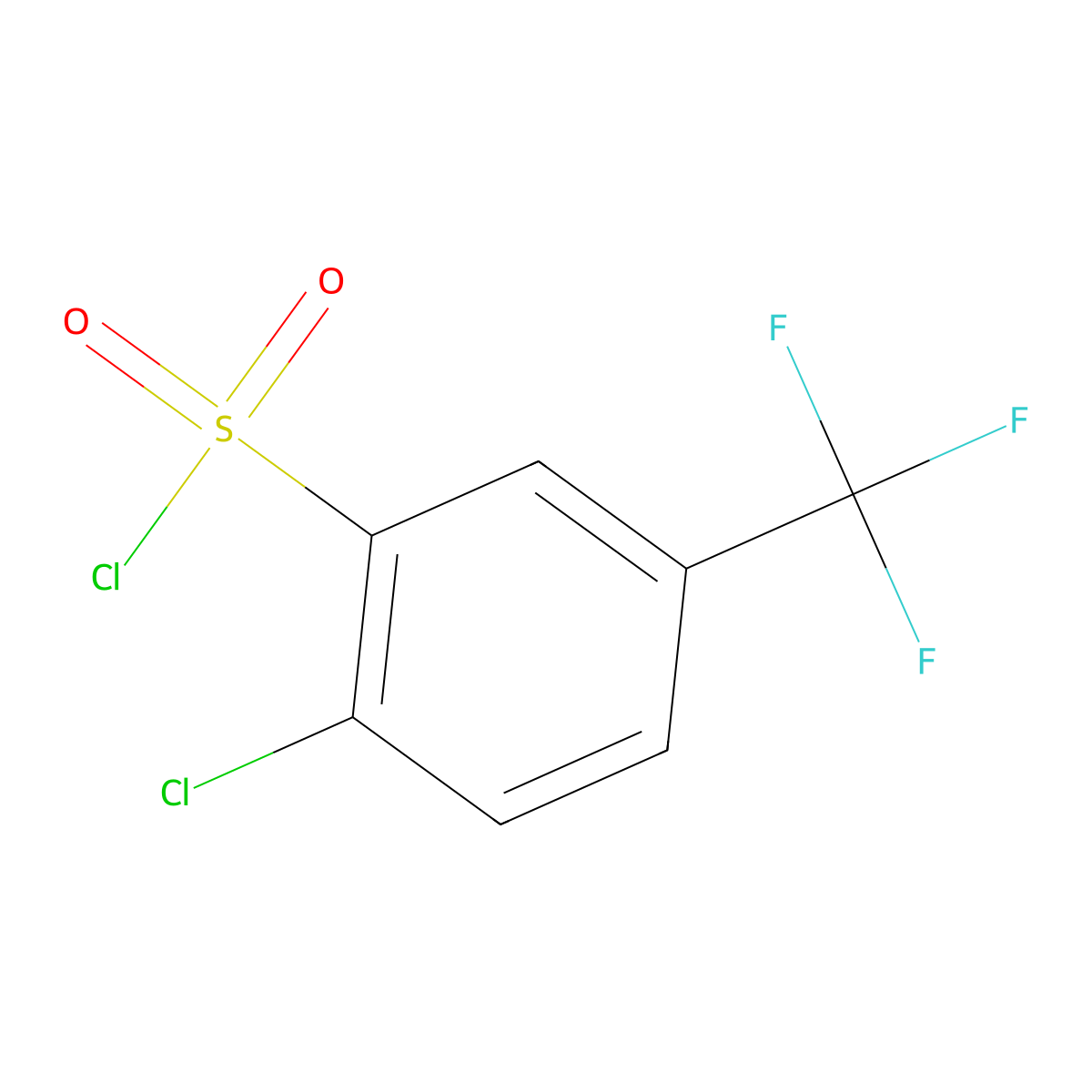 2-Chloro-5-(trifluoromethyl)benzene-1-sulfonyl chloride molecular structure, CAS 54090-08-3