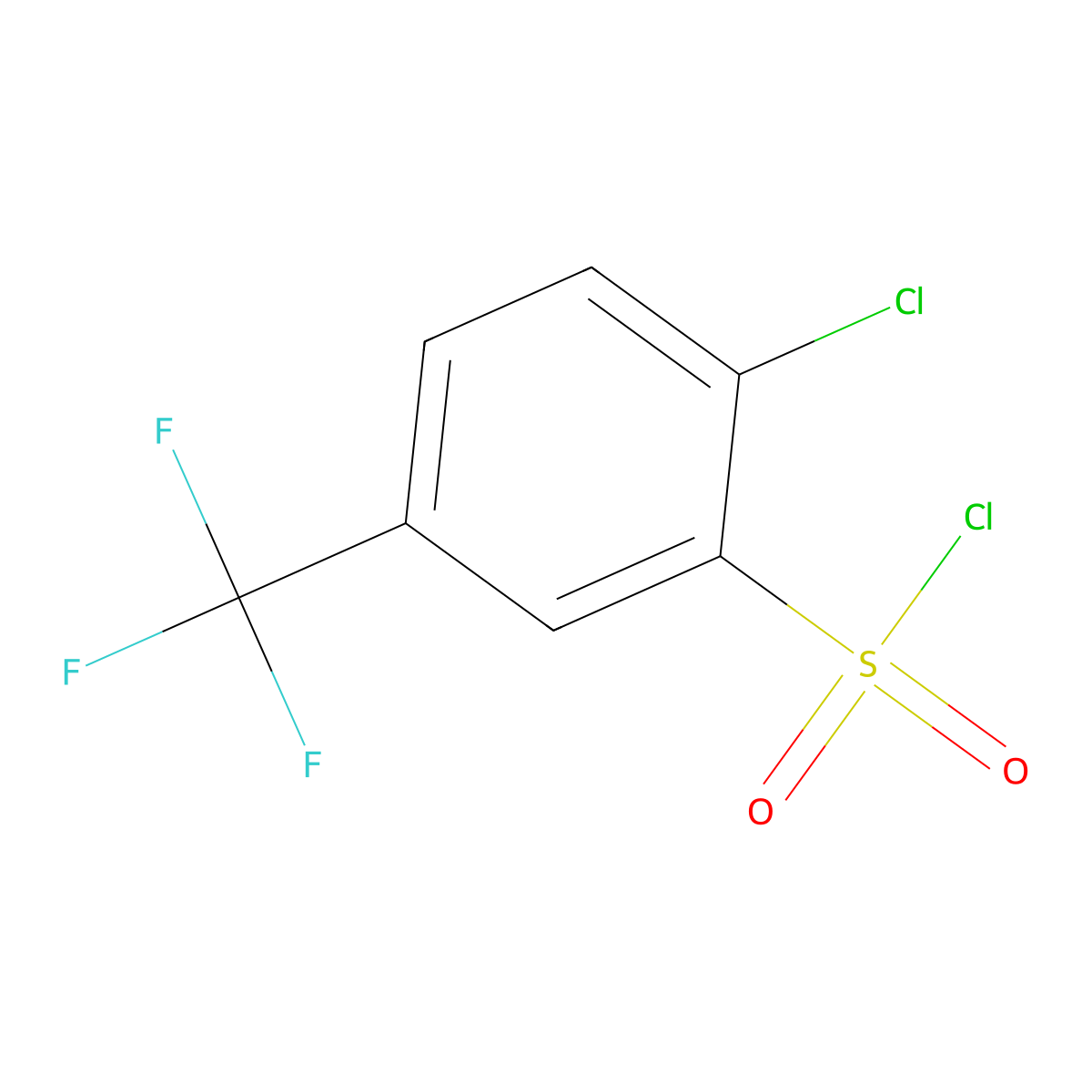 2-Chloro-5-(trifluoromethyl)benzene-1-sulfonyl chloride molecular structure, CAS 54090-08-3