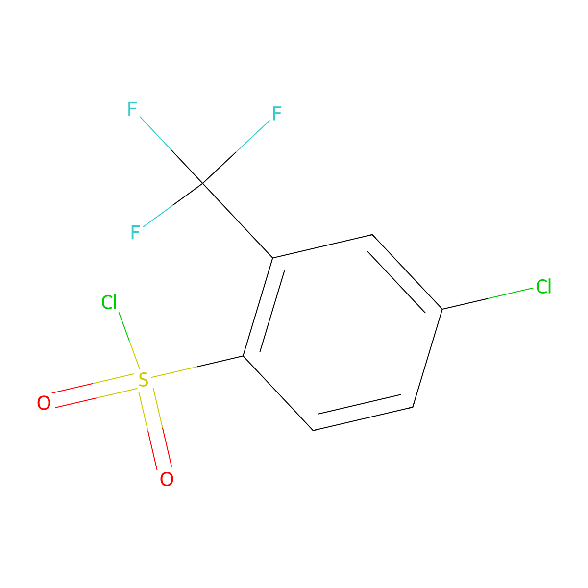 4-Chloro-2-(trifluoromethyl)benzene-1-sulfonyl chloride molecular structure, CAS 54090-42-5