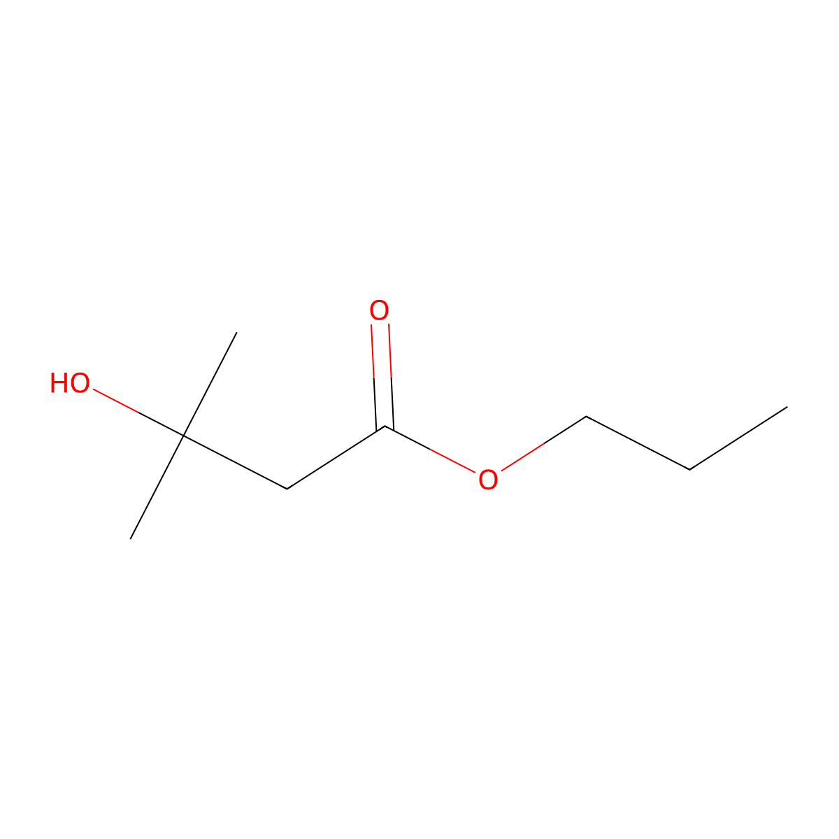 Propyl 3-hydroxy-3-methylbutanoate molecular structure, CAS 54091-27-9