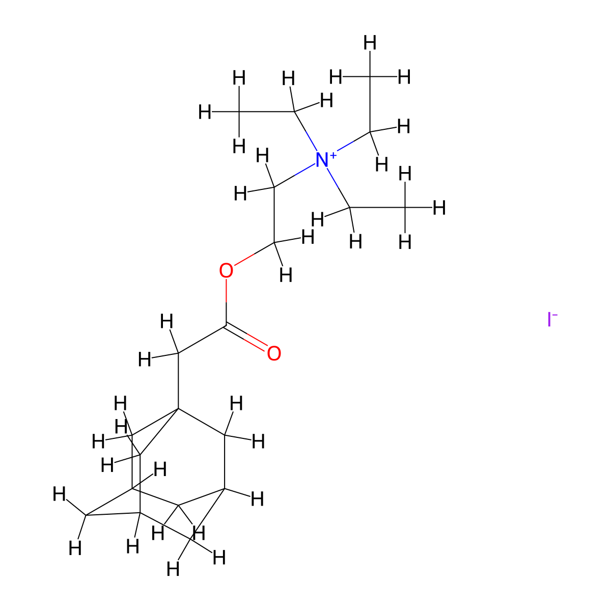 Ammonium, (2-hydroxyethyl)triethyl-, iodide, 1-adamantaneacetate molecular structure, CAS 54099-11-5
