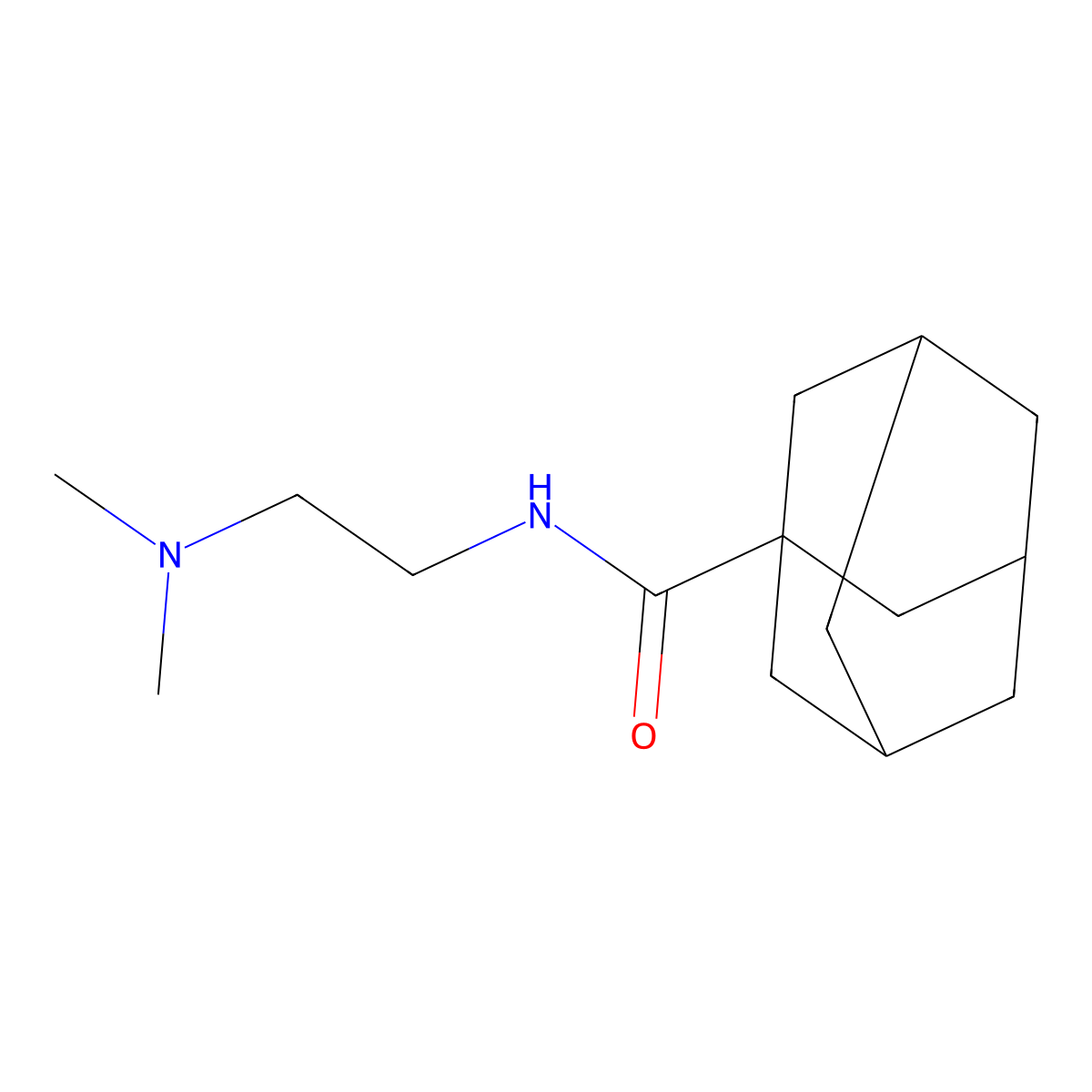 Tricyclo(3.3.1.1(sup 3,7))decane-1-carboxamide, N-(2-(dimethylamino)ethyl)- molecular structure, CAS 54099-19-3