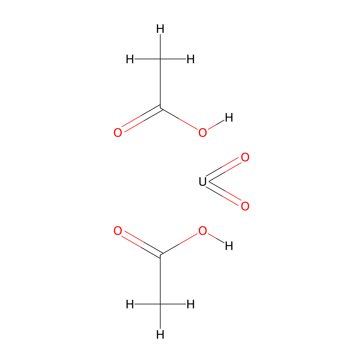 Uranium, bis(acetato-O)dioxo- molecular structure, CAS 541-09-3