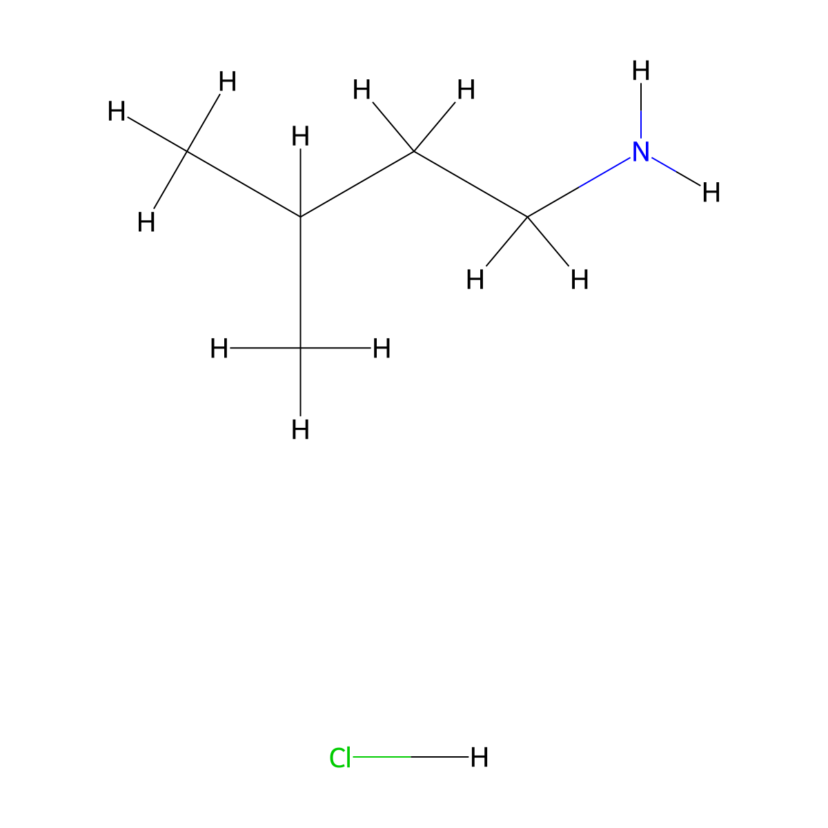 1-Butanamine, 3-methyl-, hydrochloride (1:1) molecular structure, CAS 541-23-1