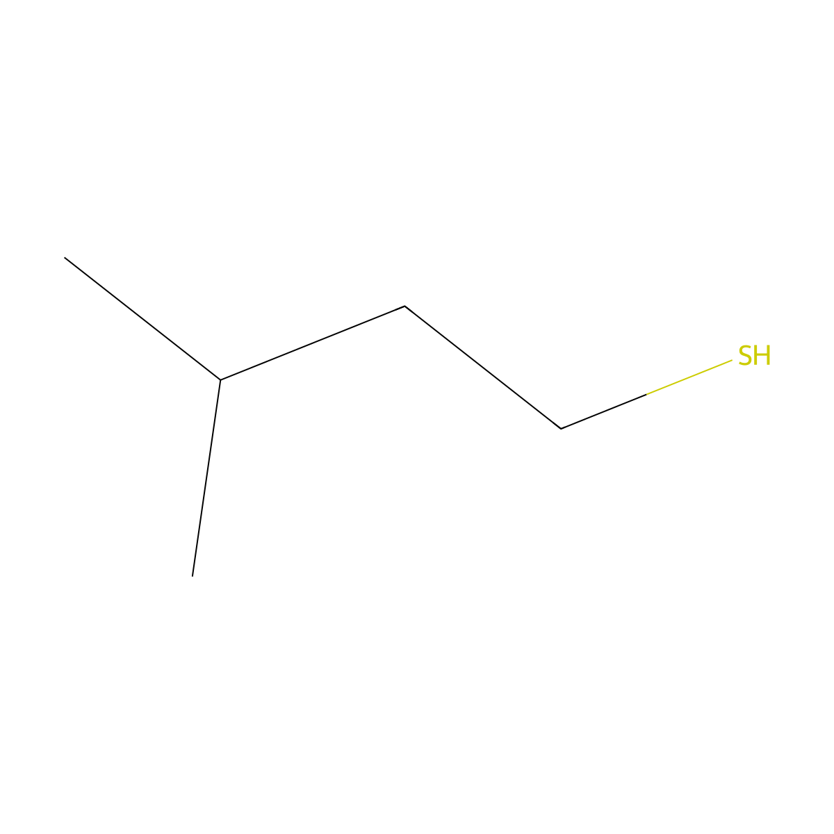 Isoamyl mercaptan molecular structure, CAS 541-31-1