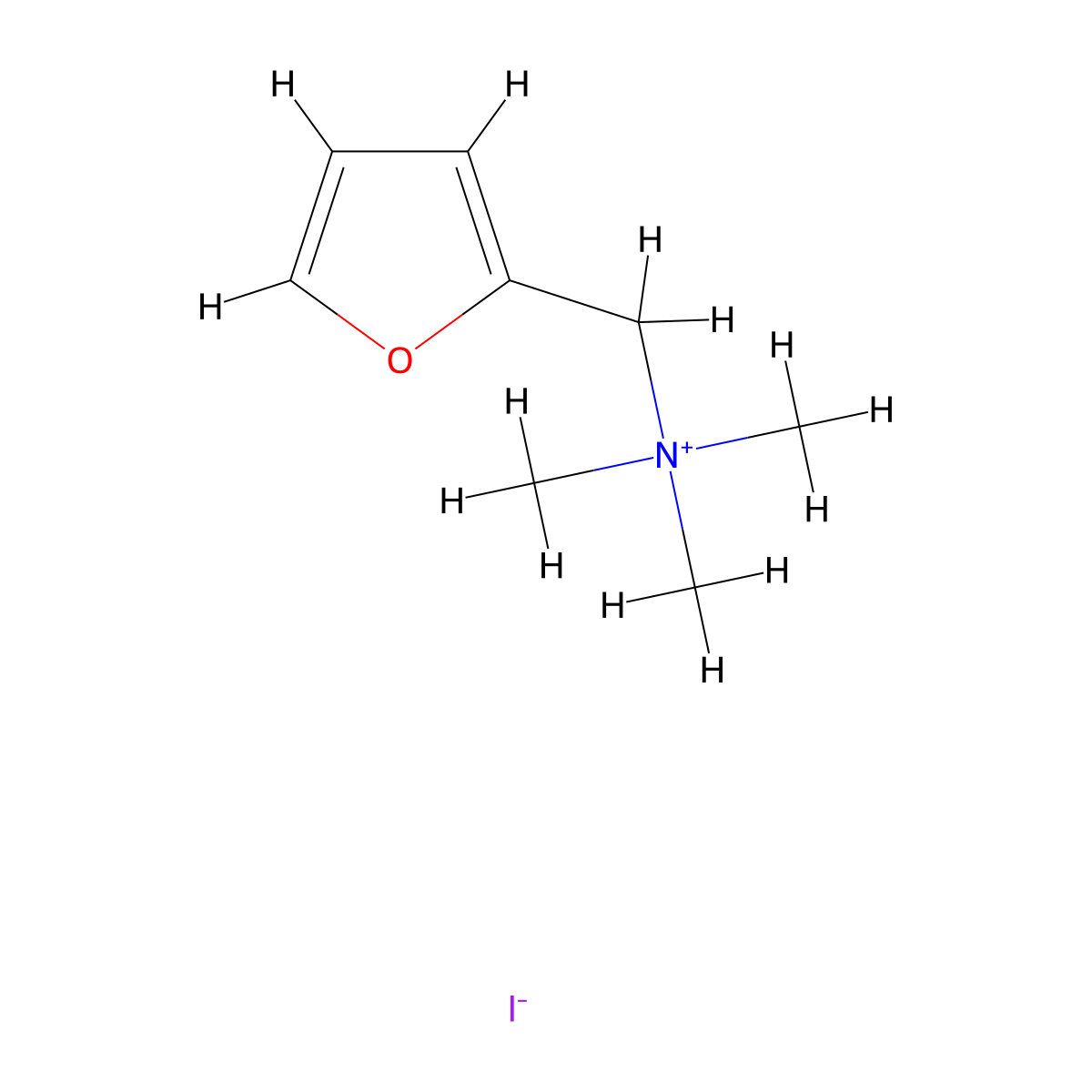 2-Furanmethanaminium, N,N,N-trimethyl-, iodide (1:1) molecular structure, CAS 541-64-0