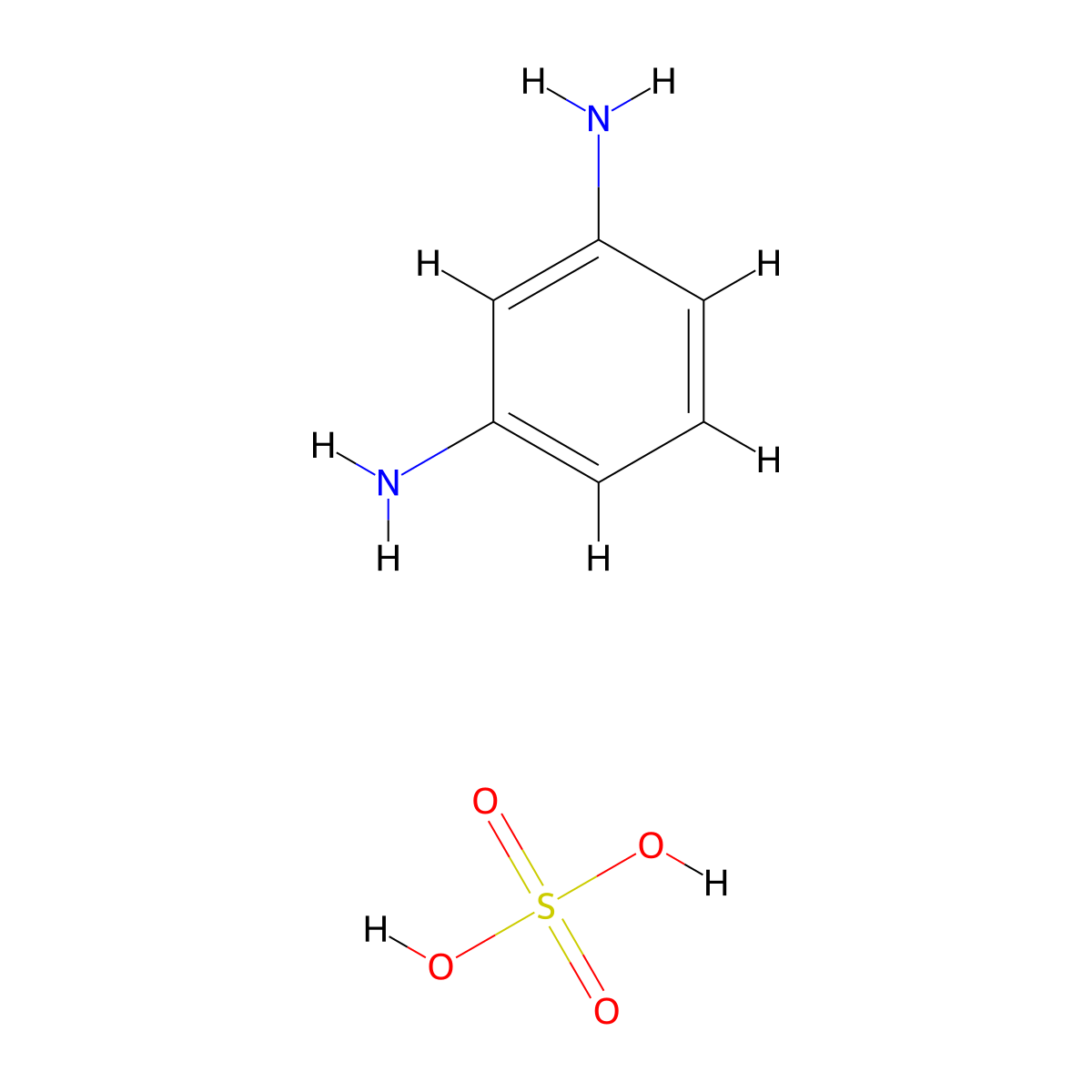 1,3-Benzenediamine, sulfate (1:1) molecular structure, CAS 541-70-8