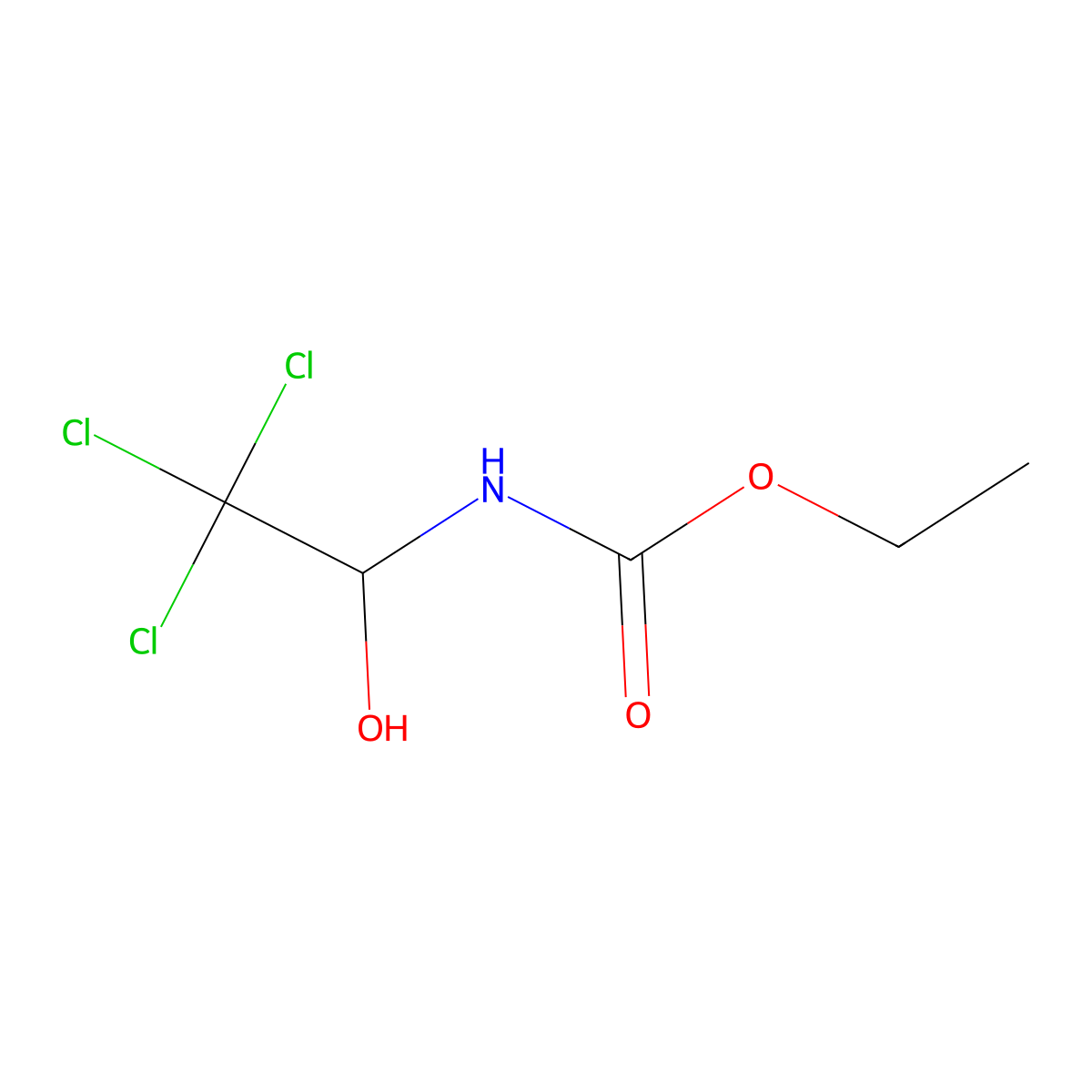 Ethyl N-(2,2,2-trichloro-1-hydroxyethyl)carbamate molecular structure, CAS 541-79-7