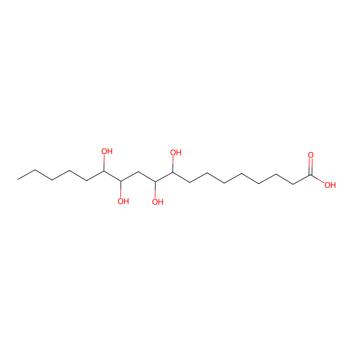 9,10,12,13-Tetrahydroxyoctadecanoic acid molecular structure, CAS 541-82-2