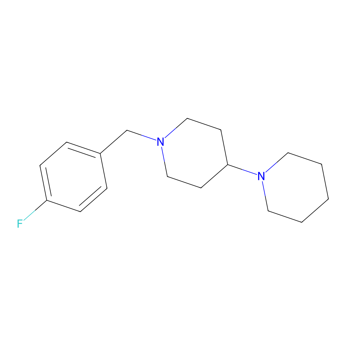 1-[(4-Fluorophenyl)methyl]-4-piperidylpiperidine molecular structure, CAS 5410-76-4