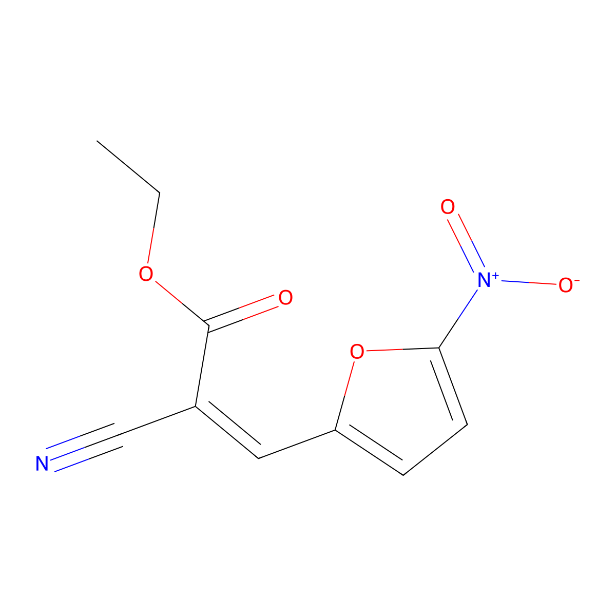 Ethyl 2-cyano-3-(5-nitrofuran-2-yl)prop-2-enoate molecular structure, CAS 5410-94-6