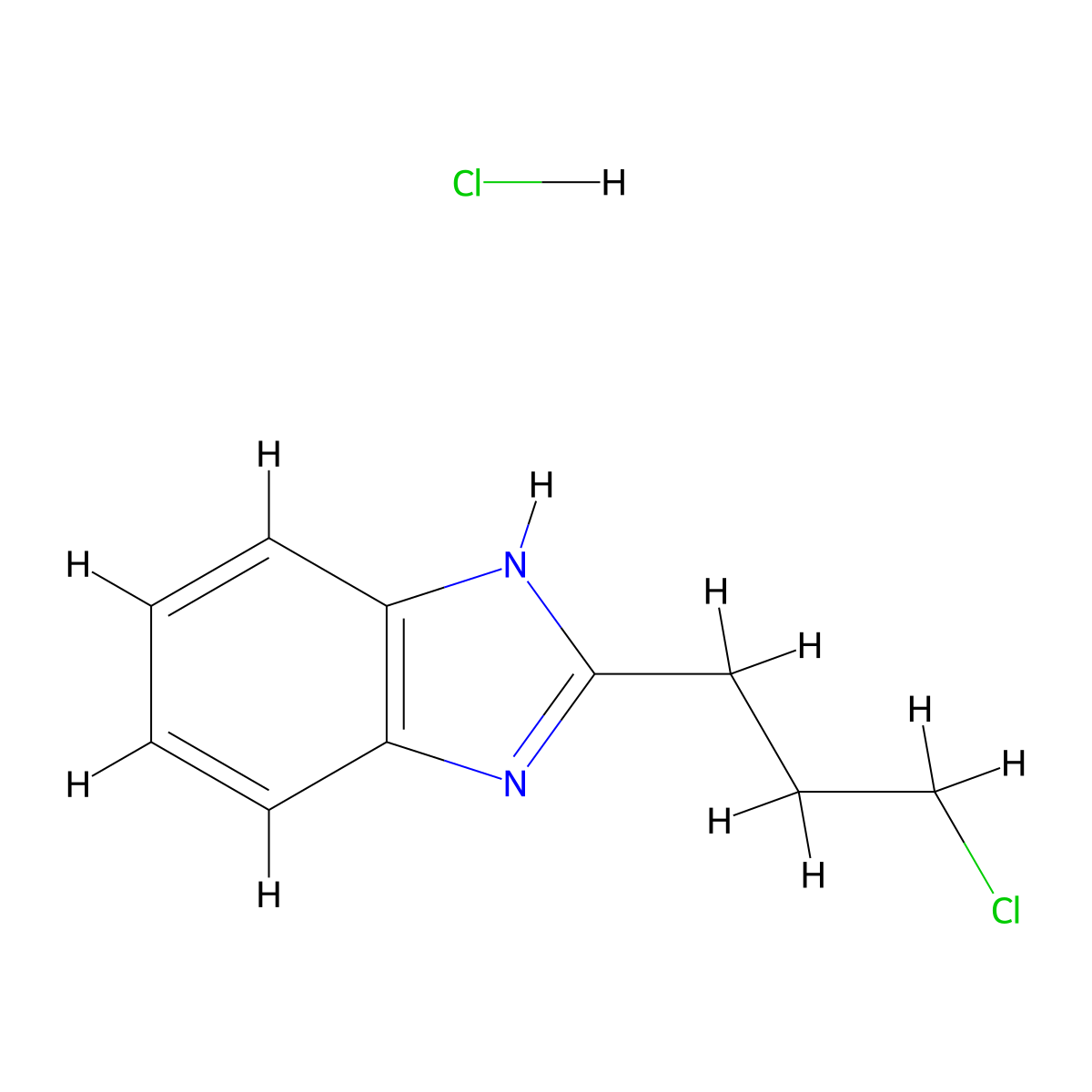 2-(3-chloropropyl)-1H-1,3-benzodiazole hydrochloride molecular structure, CAS 54104-37-9