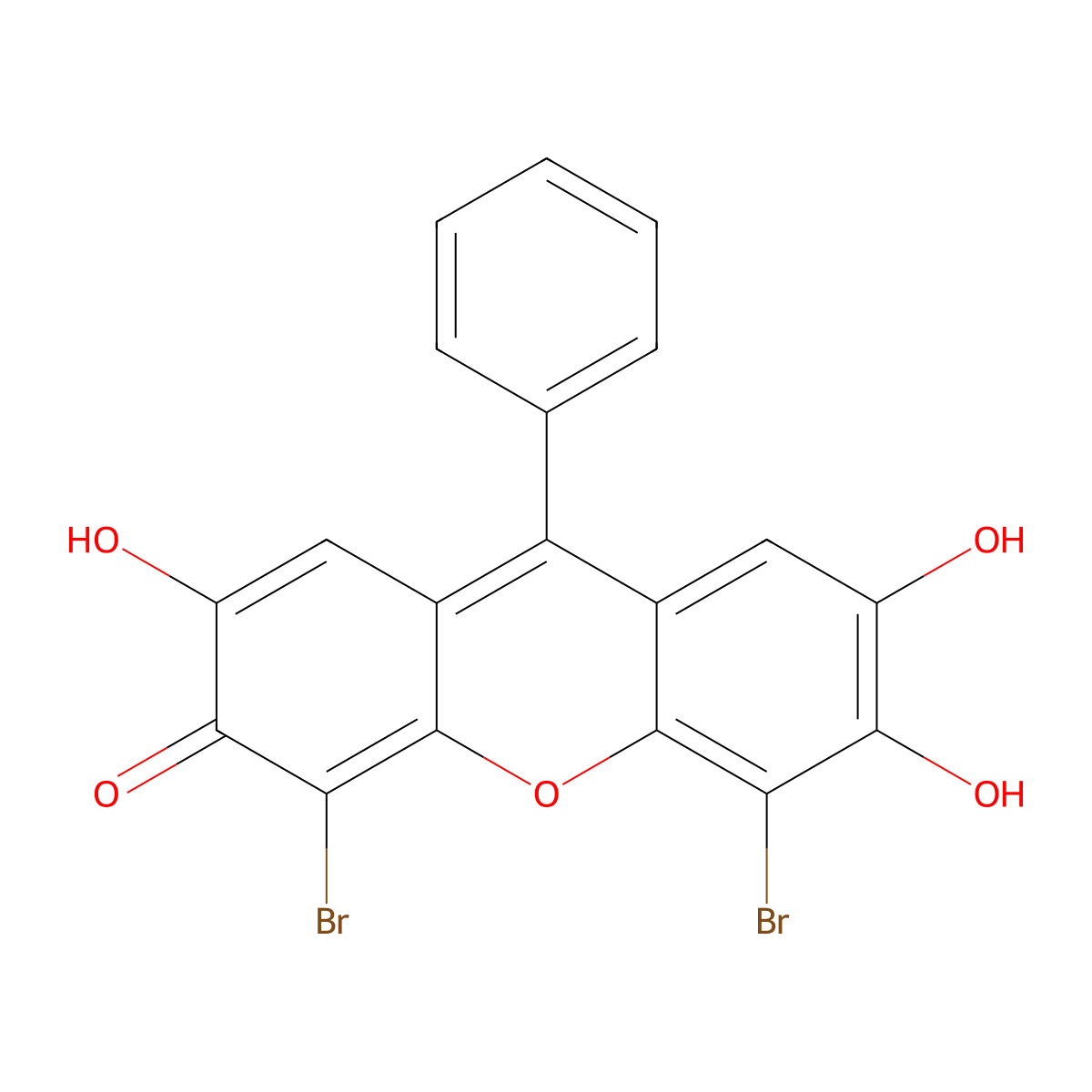 4,5-Dibromo-2,6,7-trihydroxy-9-phenyl-3H-xanthen-3-one molecular structure, CAS 54109-38-5