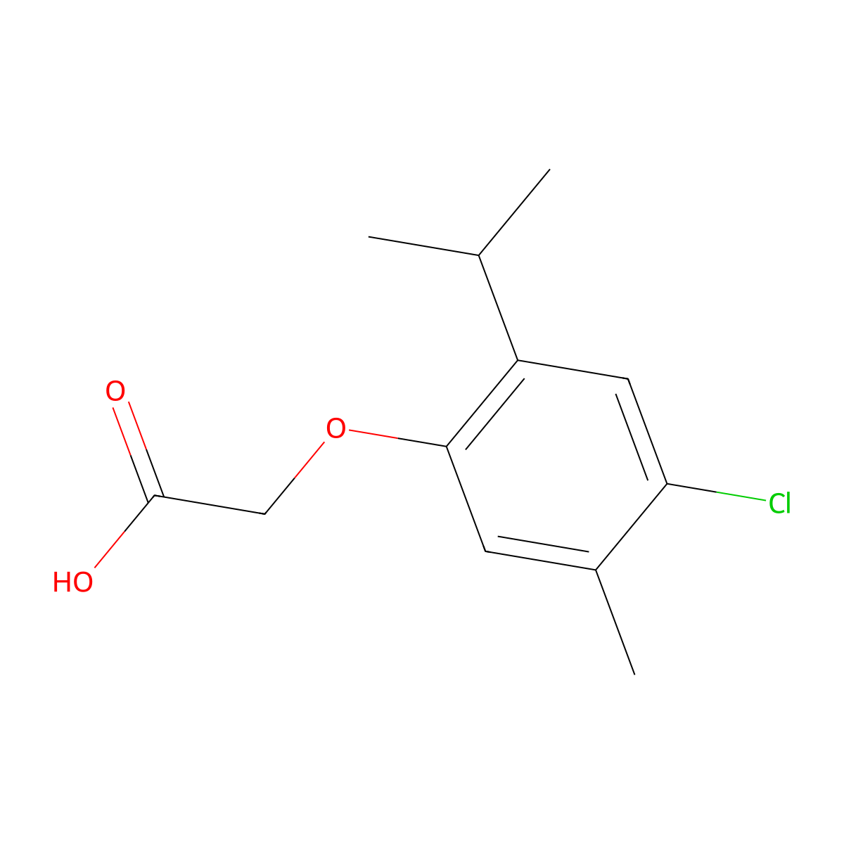 (4-Chloro-2-isopropyl-5-methylphenoxy)acetic acid molecular structure, CAS 5411-11-0