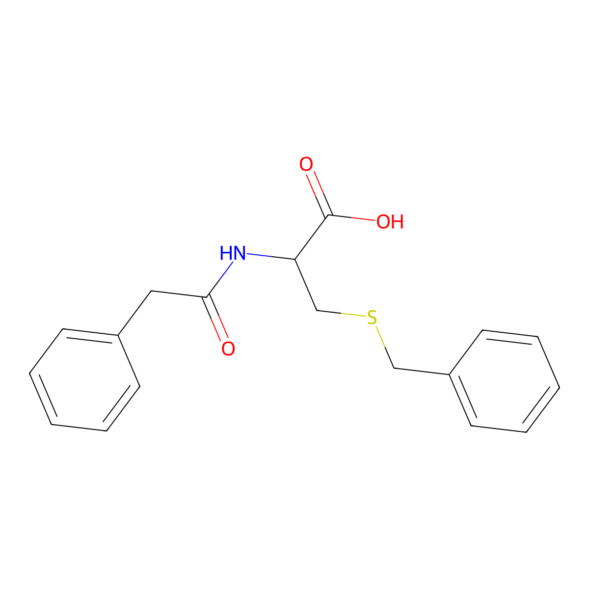 L-3-(Benzylthio)-N-(phenylacetyl)alanine molecular structure, CAS 5411-82-5