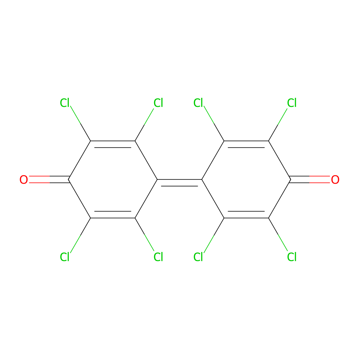 2,2',3,3',5,5',6,6'-Octachloro-1,1'-bi(cyclohexa-2,5-dien-1-ylidene)-4,4'-dione molecular structure, CAS 5411-84-7