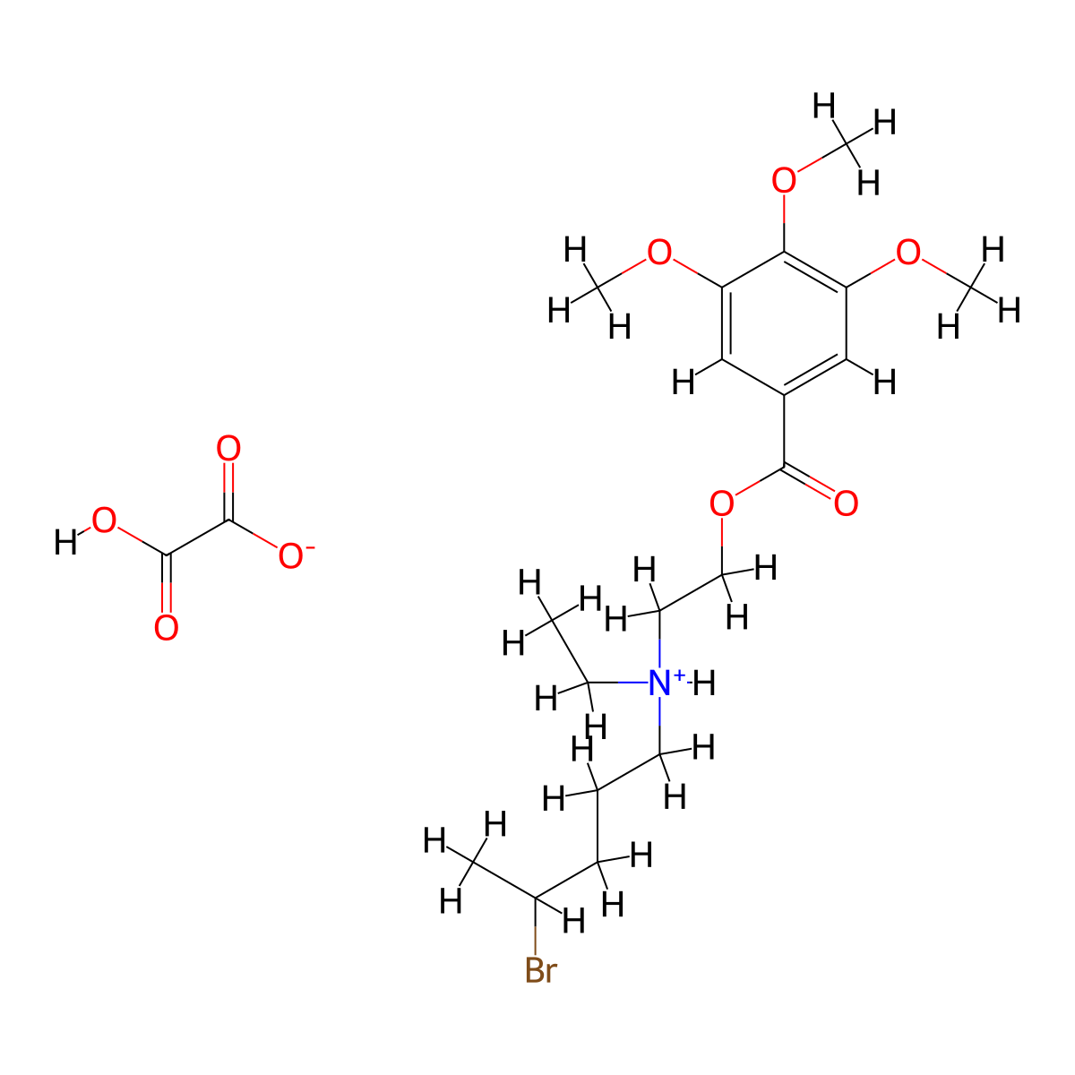 Benzoic acid, 3,4,5-trimethoxy-, 2-((5-bromopentyl)ethylamino)ethyl ester, oxalate molecular structure, CAS 54112-86-6