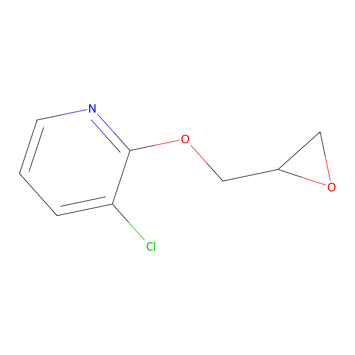Pyridine, 3-chloro-2-(oxiranylmethoxy)- molecular structure, CAS 54126-64-6