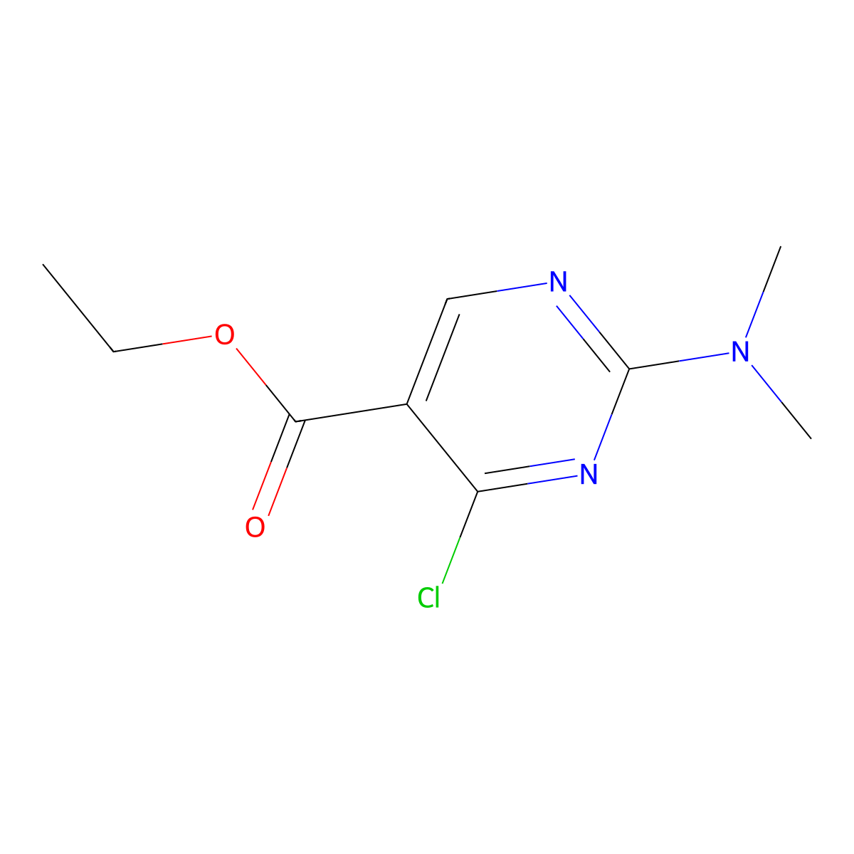 Ethyl 4-chloro-2-(dimethylamino)pyrimidine-5-carboxylate molecular structure, CAS 54127-87-6