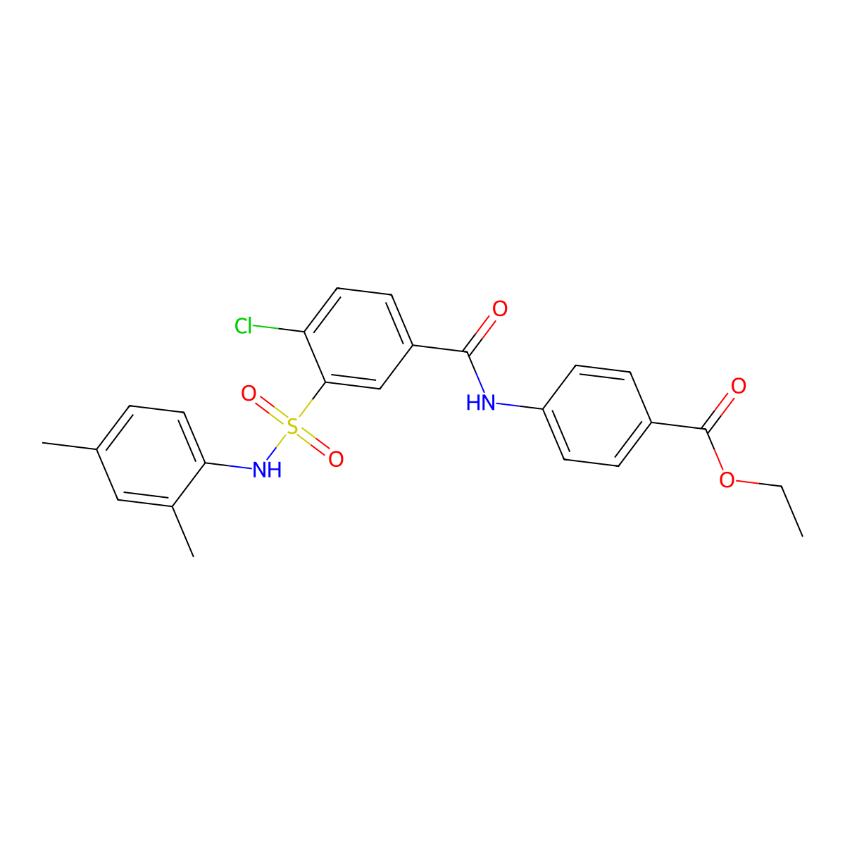 Ethyl 4-[[4-chloro-3-[(2,4-dimethylphenyl)sulfamoyl]benzoyl]amino]benzoate molecular structure, CAS 5413-12-7