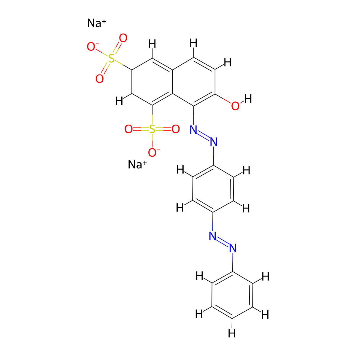 1,3-naphthalenedisulfonic acid, 7-hydroxy-8-((4-(phenylazo)phenyl)azo)-, disodium salt molecular structure, CAS 5413-75-2