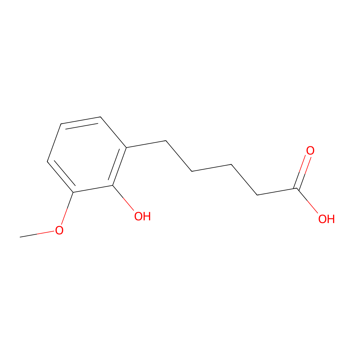 5-(2-Hydroxy-3-methoxyphenyl)pentanoic acid molecular structure, CAS 54131-06-5