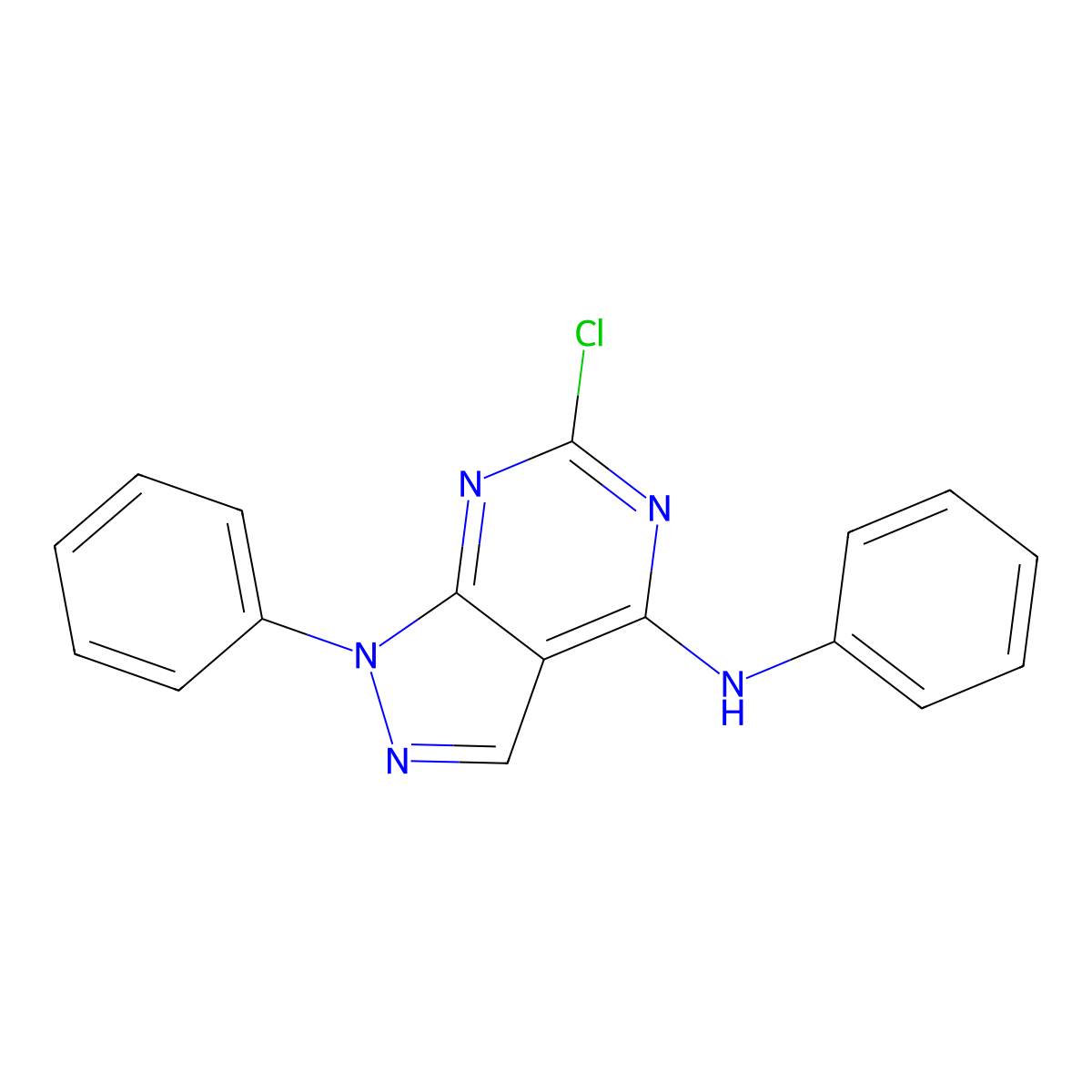 6-Chloro-n,1-diphenyl-1h-pyrazolo[3,4-d]pyrimidin-4-amine molecular structure, CAS 5414-01-7