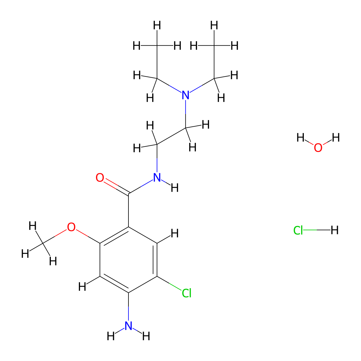 Metoclopramide Hydrochloride molecular structure, CAS 54143-57-6