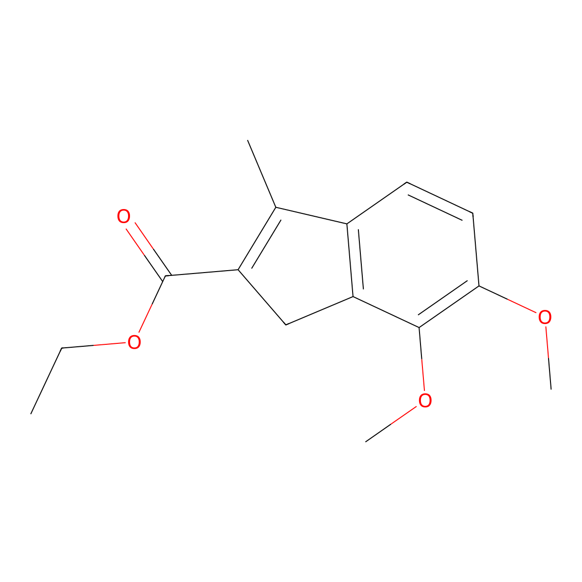 ethyl 6,7-dimethoxy-3-methyl-1H-indene-2-carboxylate molecular structure, CAS 5415-54-3