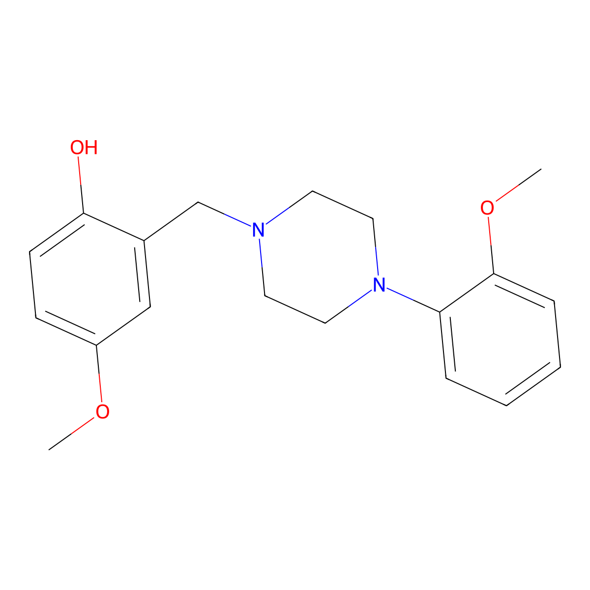 4-Methoxy-2-[[4-(2-methoxyphenyl)piperazin-1-yl]methyl]phenol molecular structure, CAS 5415-70-3