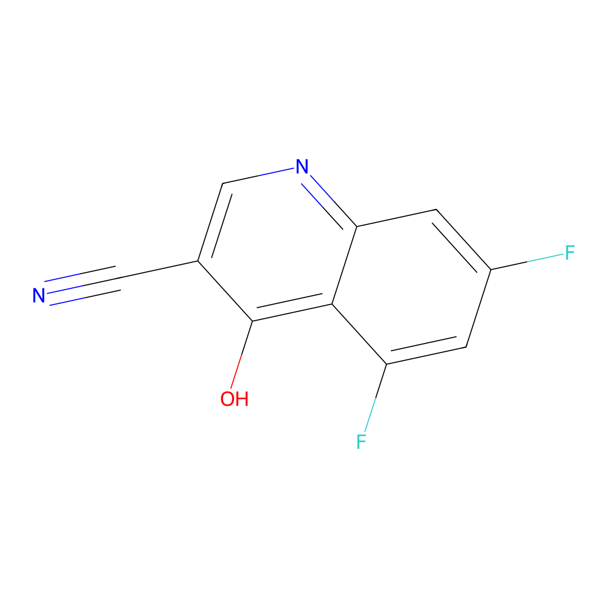 5,7-Difluoro-4-hydroxyquinoline-3-carbonitrile molecular structure, CAS 541505-11-7