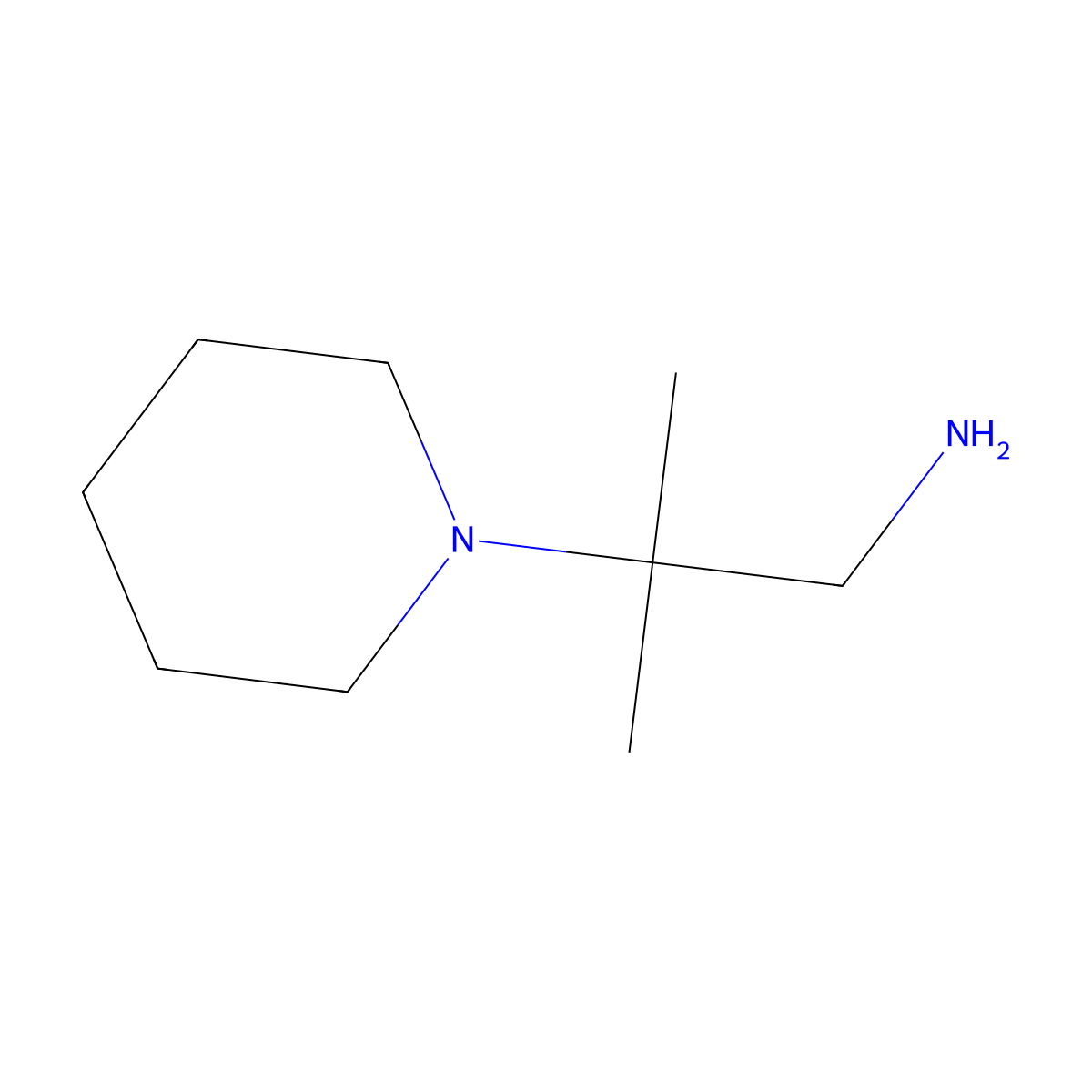 2-Methyl-2-(piperidin-1-yl)propan-1-amine molecular structure, CAS 54151-73-4