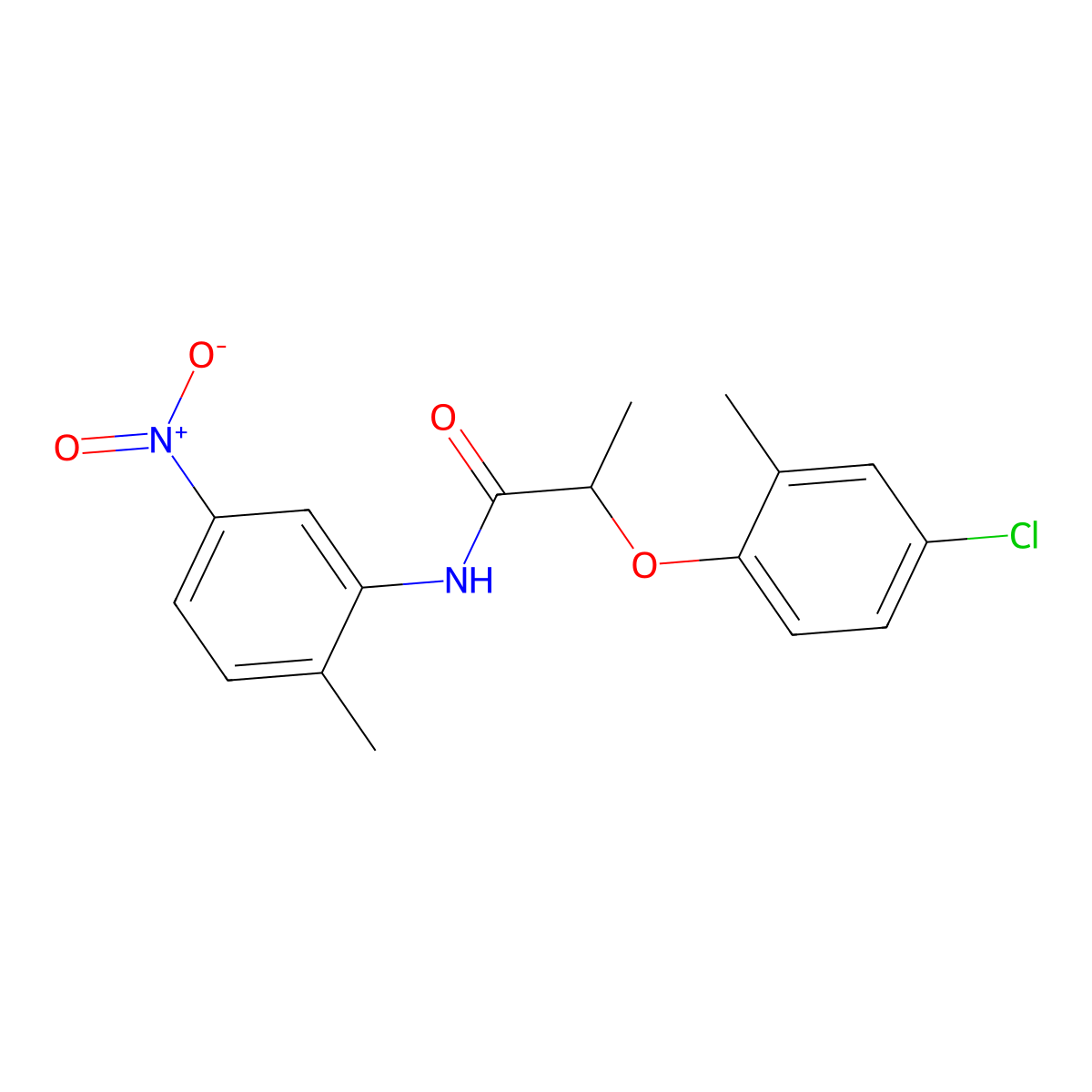 2-(4-chloro-2-methylphenoxy)-N-(2-methyl-5-nitrophenyl)propanamide molecular structure, CAS 541516-04-5