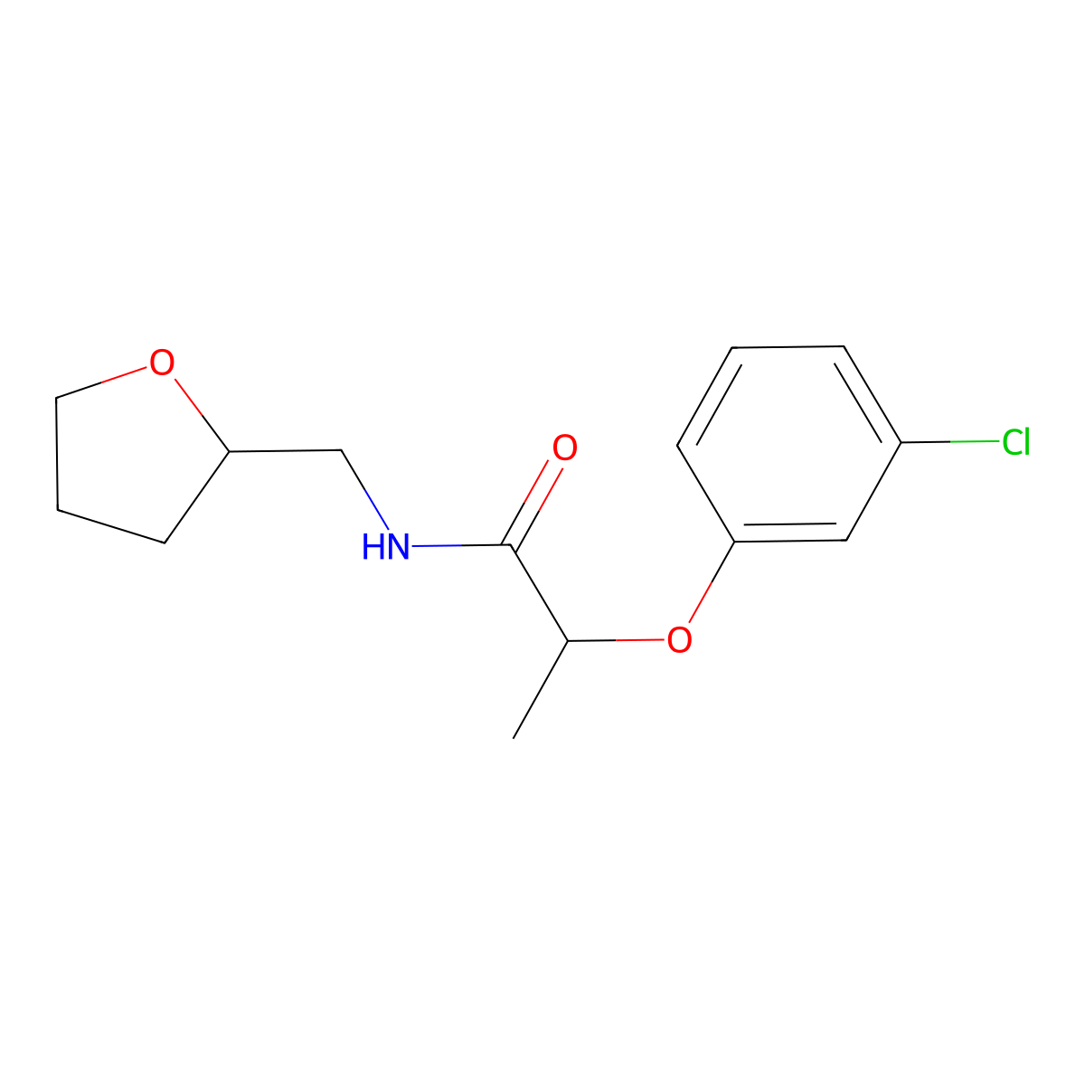 2-(3-chlorophenoxy)-N-(oxolan-2-ylmethyl)propanamide molecular structure, CAS 541516-25-0