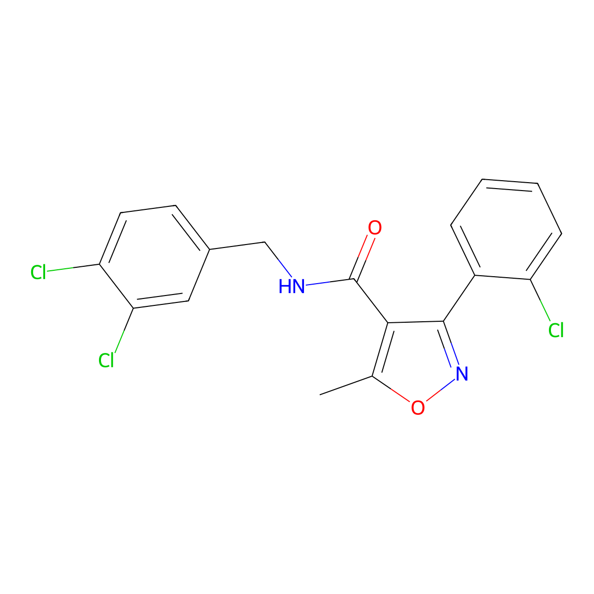 3-(2-chlorophenyl)-N-(3,4-dichlorobenzyl)-5-methyl-4-isoxazolecarboxamide molecular structure, CAS 541519-08-8