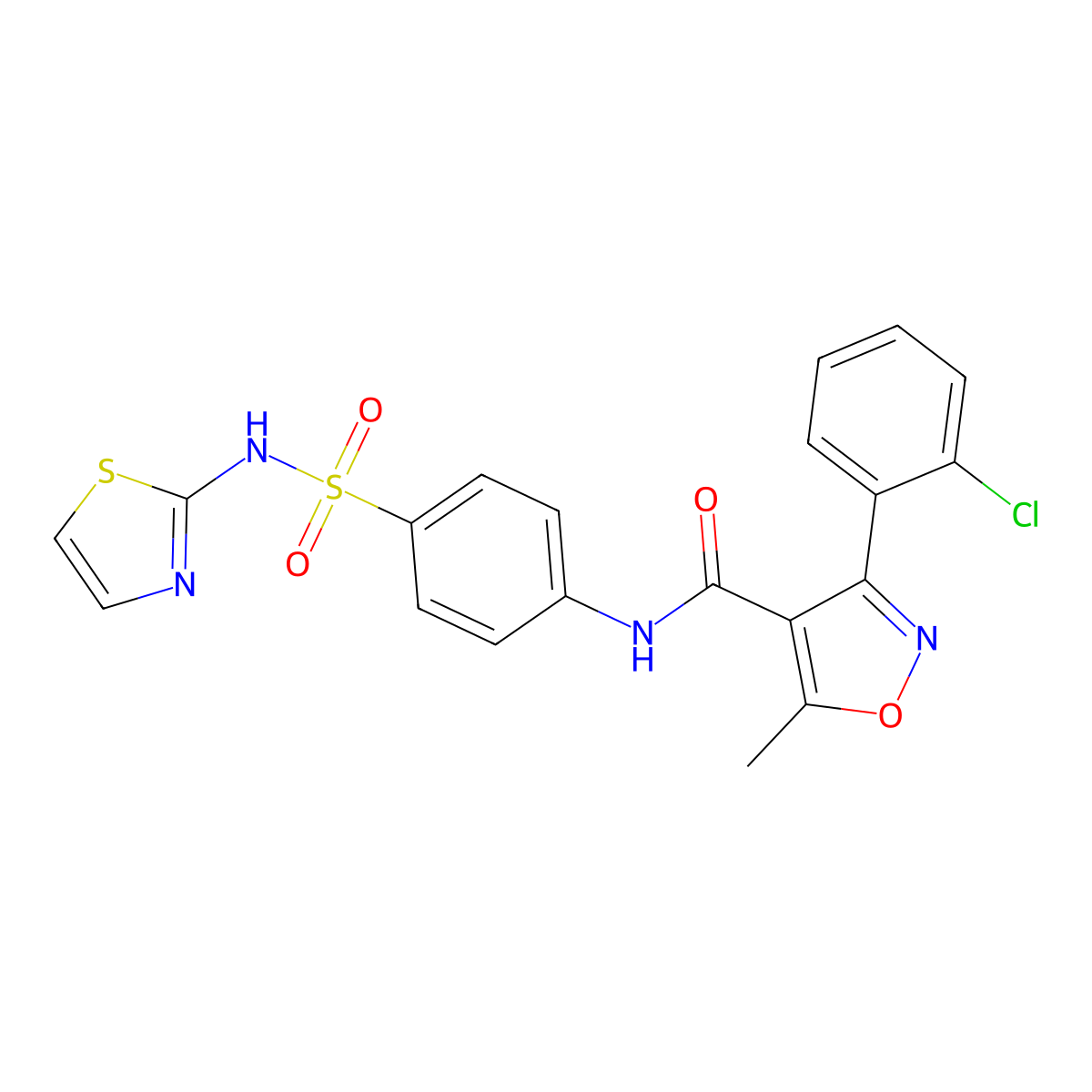 3-(2-chlorophenyl)-5-methyl-N-[4-(1,3-thiazol-2-ylsulfamoyl)phenyl]-1,2-oxazole-4-carboxamide molecular structure, CAS 541519-40-8