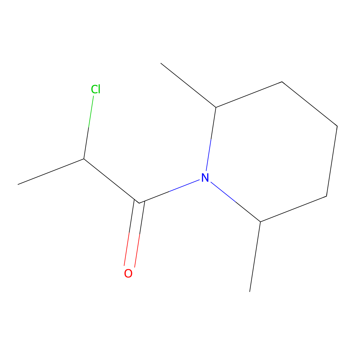 2-Chloro-1-(2,6-dimethylpiperidin-1-yl)propan-1-one molecular structure, CAS 54152-06-6