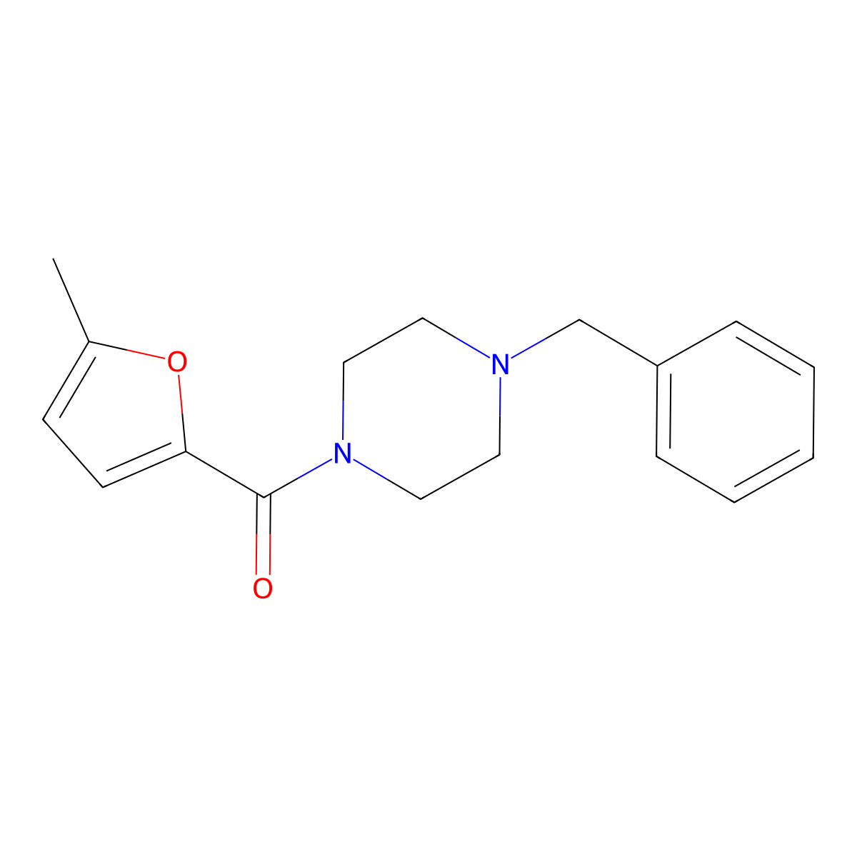 (4-Benzylpiperazin-1-yl)(5-methylfuran-2-yl)methanone molecular structure, CAS 541522-73-0